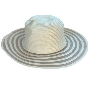 Striped Cream and Tan Kids Sun Hat